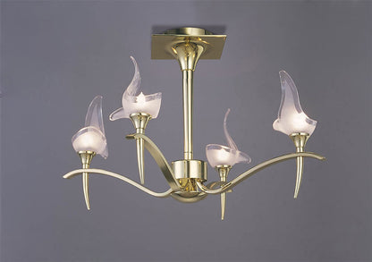 Mantra Viena 53cm Semi Flush Round 4 Light G9, Polished Brass