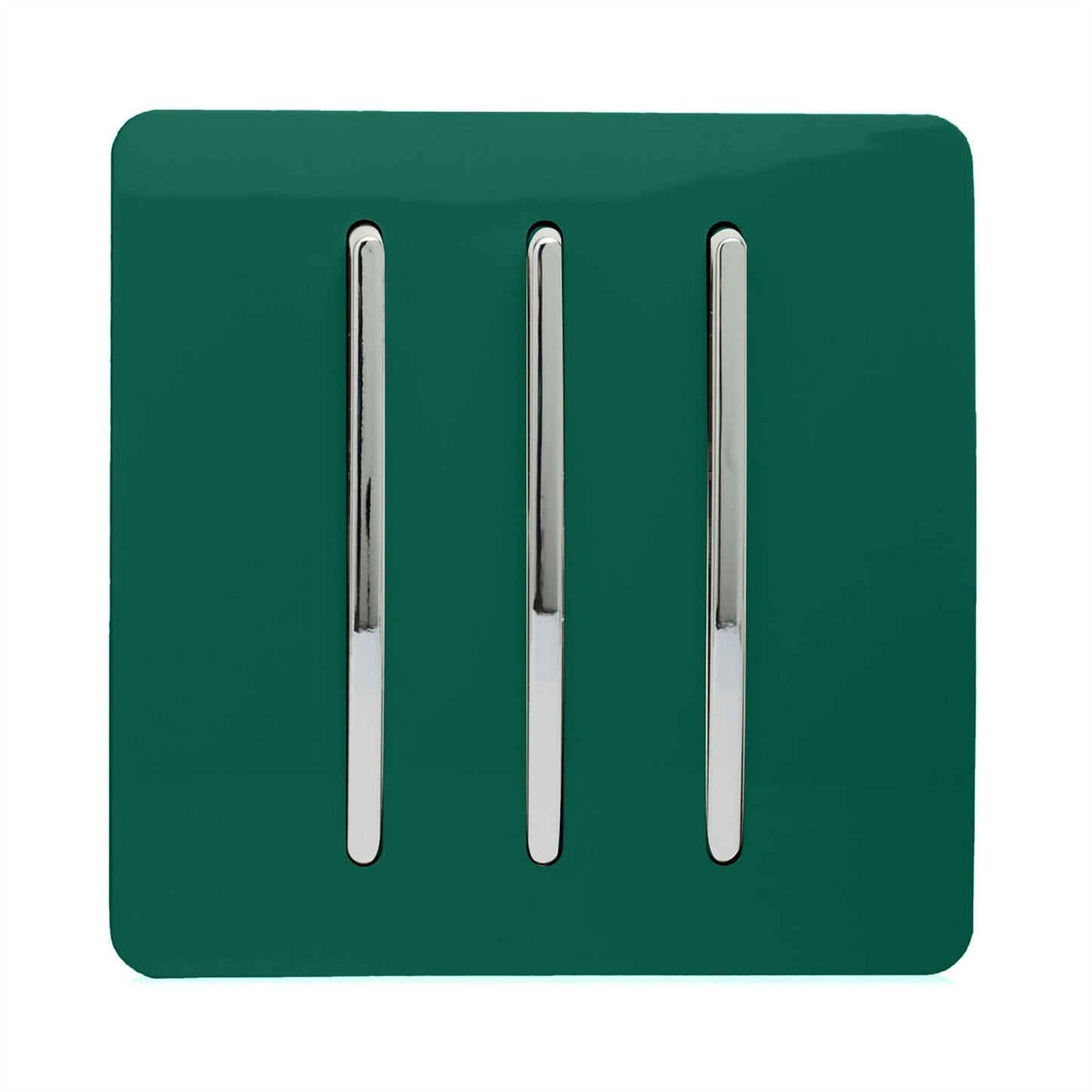 Trendi 3 Gang 2 Way Artistic Modern Glossy 10 Amp Rocker Tactile Light Switch Dark Green