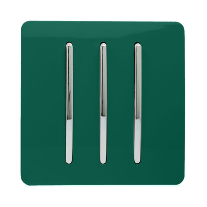Trendi 3 Gang 2 Way Artistic Modern Glossy 10 Amp Rocker Tactile Light Switch Dark Green