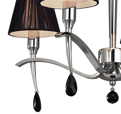 Mantra M0343 Siena Pendant Round 4 Light E14, Polished Chrome with Black Shades and Black Crystal