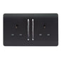 Trendi 2 Gang 13 Amp Switched Plug Socket Matt Black Soft Touch - ART-SKT213LSTB