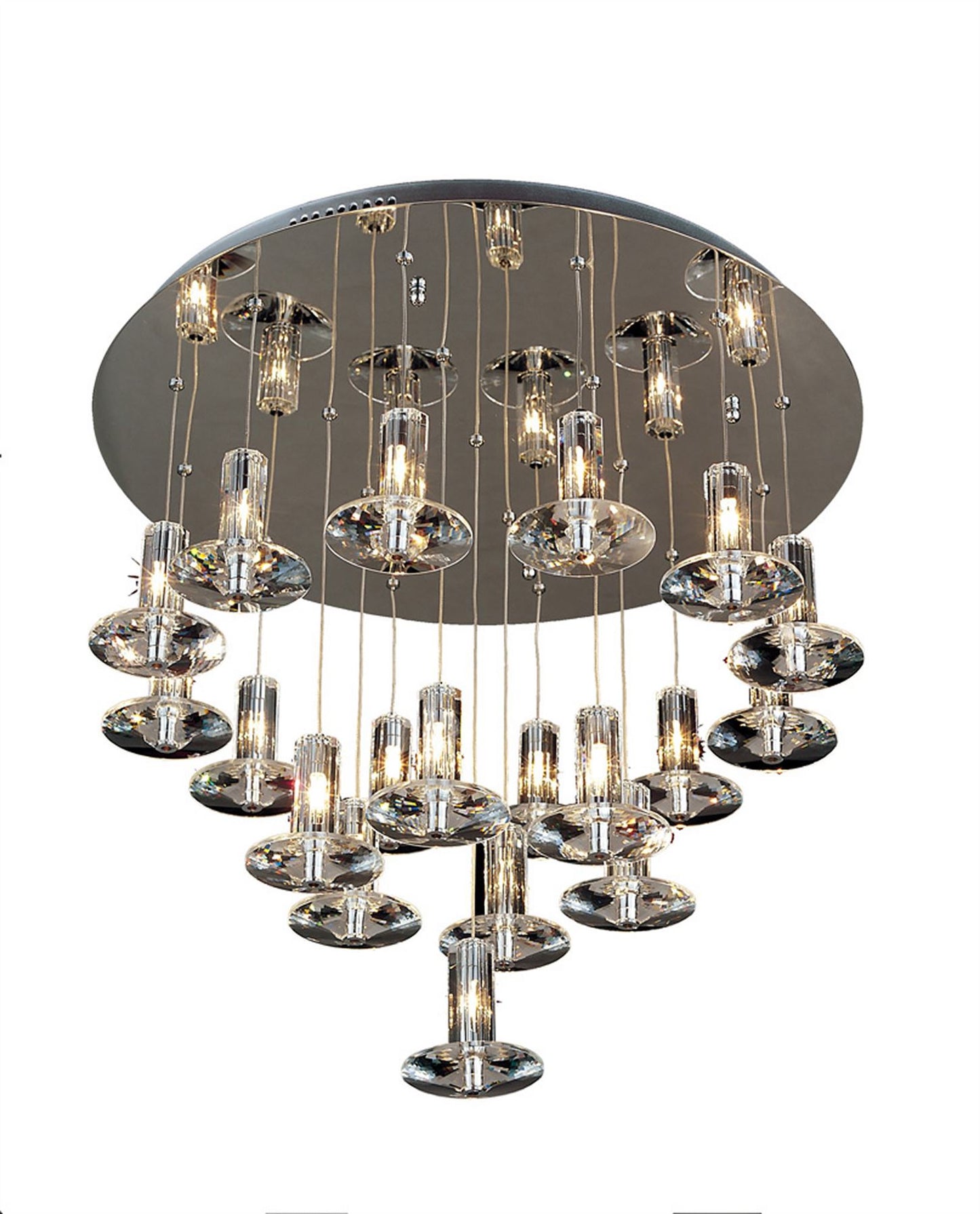 Diyas Troy 60cm  Round 19 Light G4 Polished Chrome/Crystal, NOT LED/CFL Compatible Ceiling Pendant Light Fitting