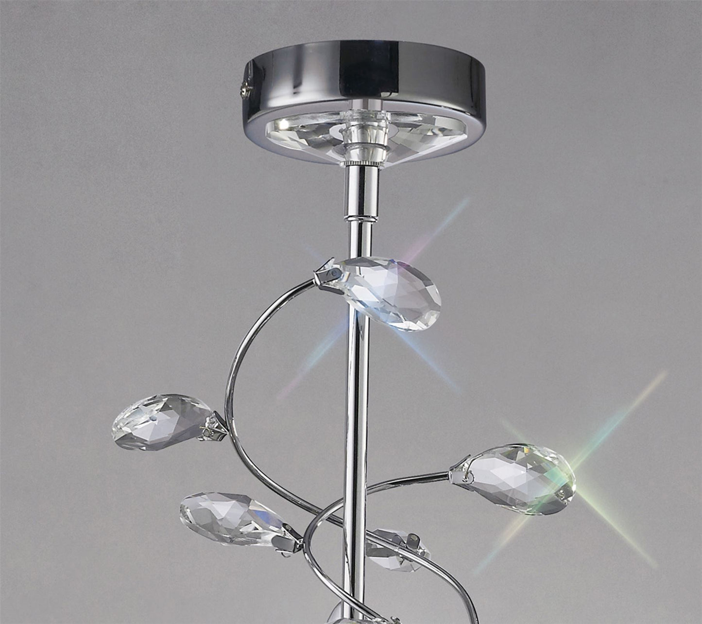 Diyas Willow 50cm  WITHOUT SHADE 3 Light E14 Polished Chrome/Crystal Ceiling Pendant Light Fitting
