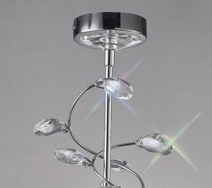 Diyas Willow 50cm  WITHOUT SHADE 3 Light E14 Polished Chrome/Crystal Ceiling Pendant Light Fitting