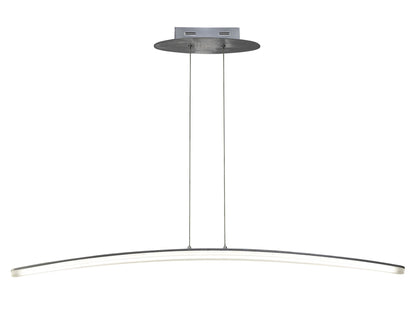 Mantra M4080 Hemisferic Linear Pendant 28W LED 110cm Bar 3000K, 1800lm, Satin Aluminium/Frosted Acrylic, 3yrs Warranty