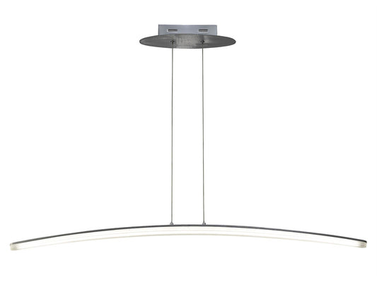 Mantra M4080 Hemisferic Linear Pendant 28W LED 110cm Bar 3000K, 1800lm, Satin Aluminium/Frosted Acrylic, 3yrs Warranty