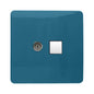 Trendi Artistic Modern Glossy Tactile TV Co-axial Socket + Telephone Socket Ocean Blue