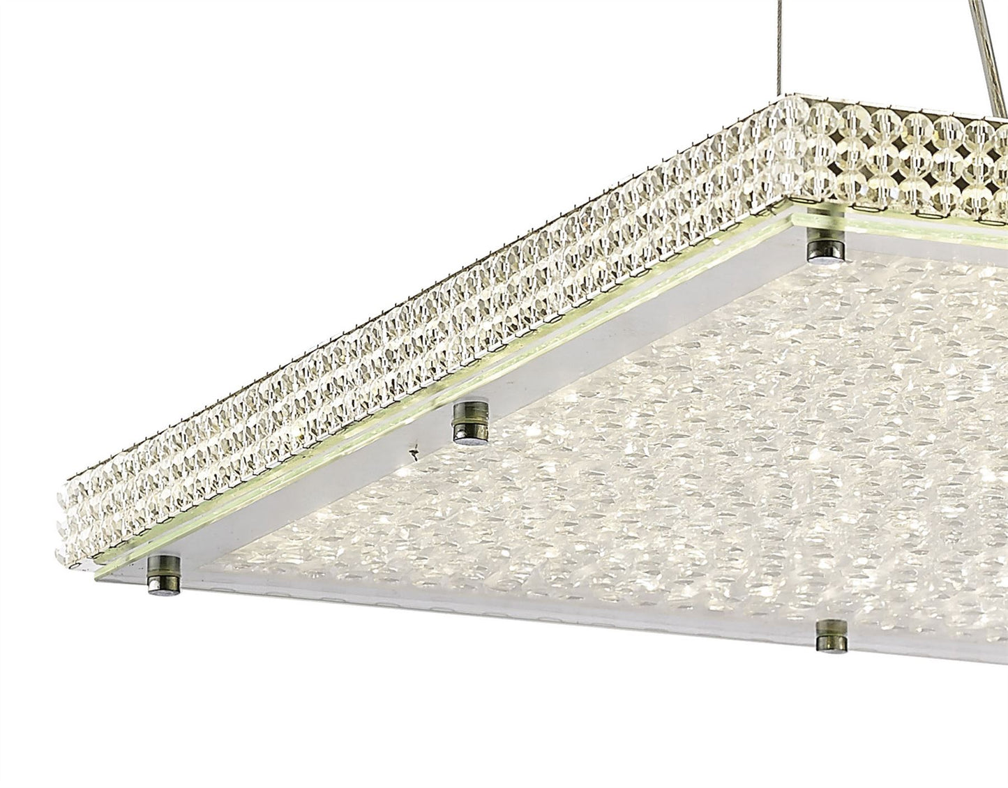 Diyas Amelia Square  44W 3900lm LED 4000K Stainless Steel/Crystal, 3yrs Warranty Ceiling Pendant Light Fitting