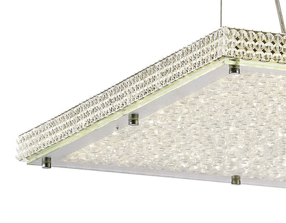 Diyas Amelia Square  44W 3900lm LED 4000K Stainless Steel/Crystal, 3yrs Warranty Ceiling Pendant Light Fitting