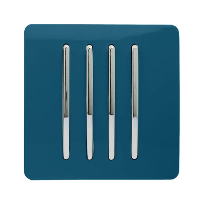 Trendi 4 Gang 2 Way Artistic Modern Glossy 10 Amp Rocker Tactile Light Switch Midnight Blue