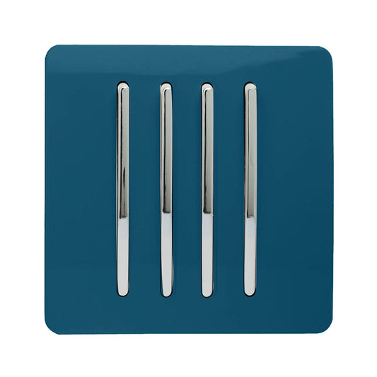 Trendi 4 Gang 2 Way Artistic Modern Glossy 10 Amp Rocker Tactile Light Switch Midnight Blue
