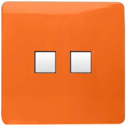 Trendi Artistic Modern Glossy Tactile 2 Gang Telephone Socket Orange