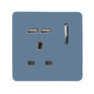 Trendi 1 Gang Artistic Modern Glossy 13 Amp 2x2.1mA USB Switched Tactile Sky