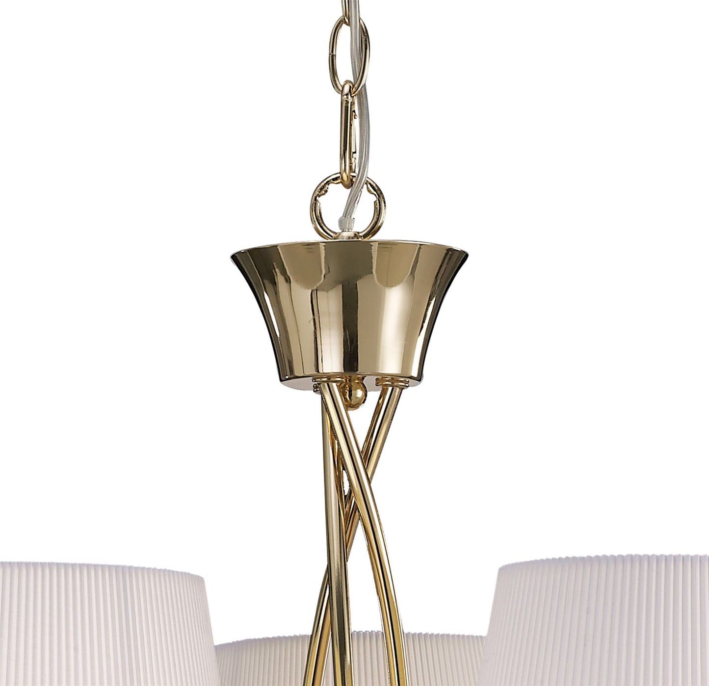 Mantra Mara 64cm Pendant 3 Light E14, French Gold with Ivory White Shades