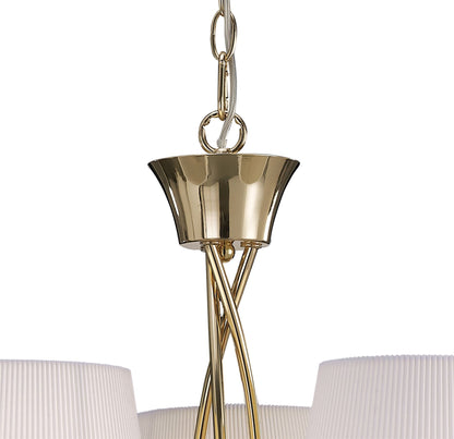 Mantra Mara 64cm Pendant 3 Light E14, French Gold with Ivory White Shades