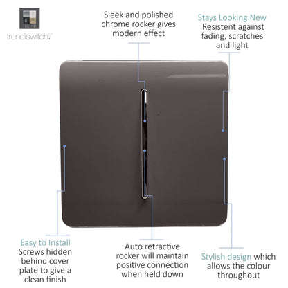 Trendi Artistic Modern Glossy Tactile Auto Retractive Door Bell Switch Dark Brown