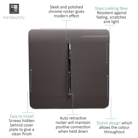 Trendi Artistic Modern Glossy Tactile Auto Retractive Door Bell Switch Dark Brown