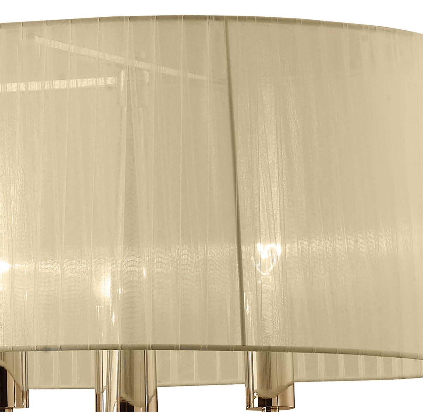 Mantra Tiffany Pendant 6+6 Light E27+G9 Oval, French Gold with Cream Shade & Clear Crystal