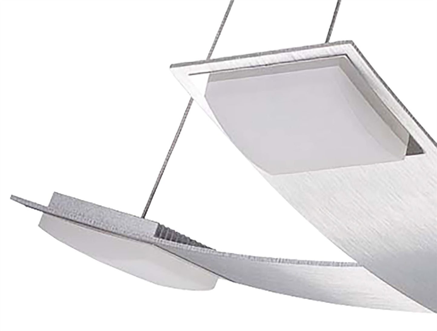 Mantra Fusion Thea Square Pendant 4 Light 28W LED 3000K, 2520lm, Satin Aluminium/Frosted Acrylic, 3yrs Warranty