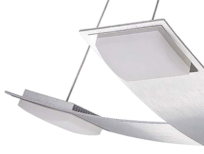 Mantra Fusion Thea Square Pendant 4 Light 28W LED 3000K, 2520lm, Satin Aluminium/Frosted Acrylic, 3yrs Warranty