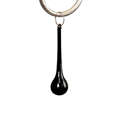 Mantra M0531 Paola Linear Pendant 2 Arm 6 Light E14, Silver Painted with Black Shades & Black Glass Droplets