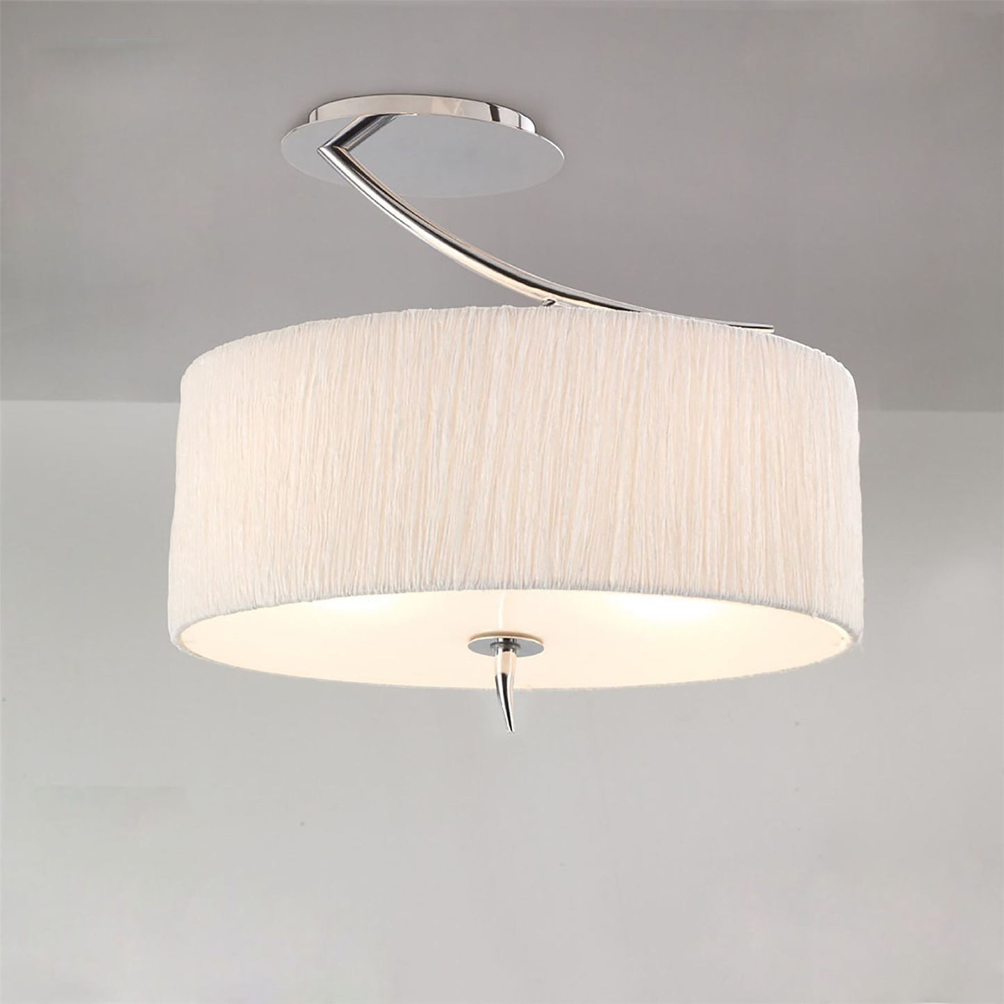 Mantra M1132 Eve Semi Ceiling 2 Light E27, Polished Chrome with White Oval Shade