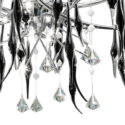 Diyas Cygnet  11 Light G4 Polished Chrome/Black Glass/Crystal, NOT LED/CFL Compatible Ceiling Pendant Light Fitting