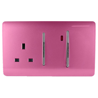 Trendi Artistic Modern Glossy 45 A Cooker Switch & Plug Socket Inc Neon Insert Pink