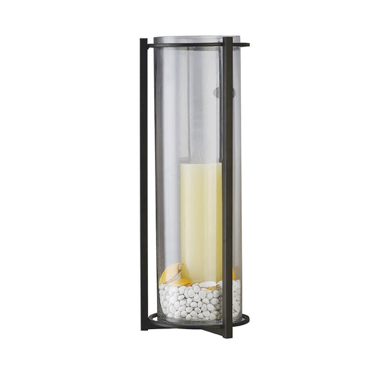 Diyas Home (DH) Athena Wall Light Mounted Candle Holder Black/Clear Glass