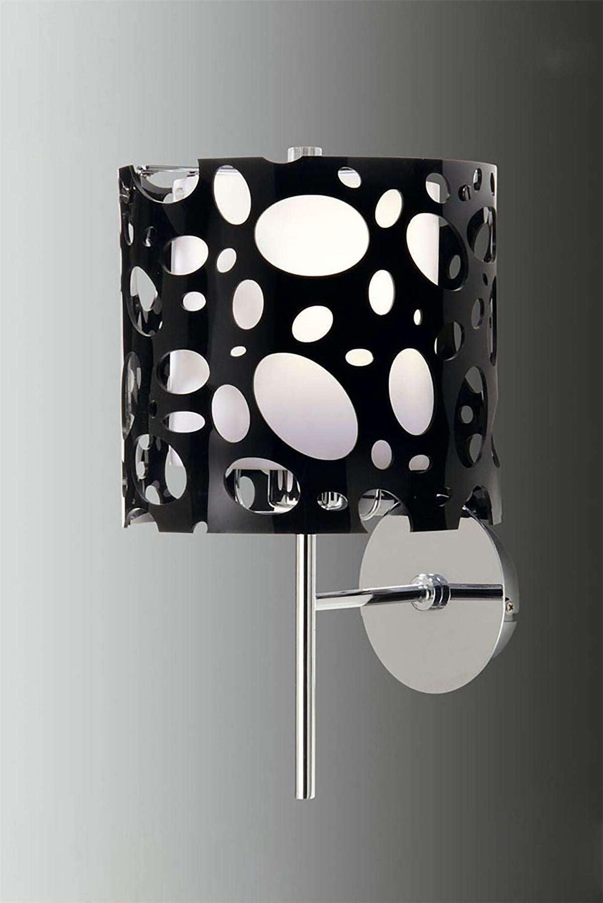 Mantra Lupin Wall Light 1 Light E27, Gloss Black/White Acrylic/Polished Chrome, CFL Lamps INCLUDED