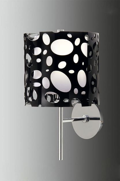 Mantra Lupin Wall Light 1 Light E27, Gloss Black/White Acrylic/Polished Chrome, CFL Lamps INCLUDED