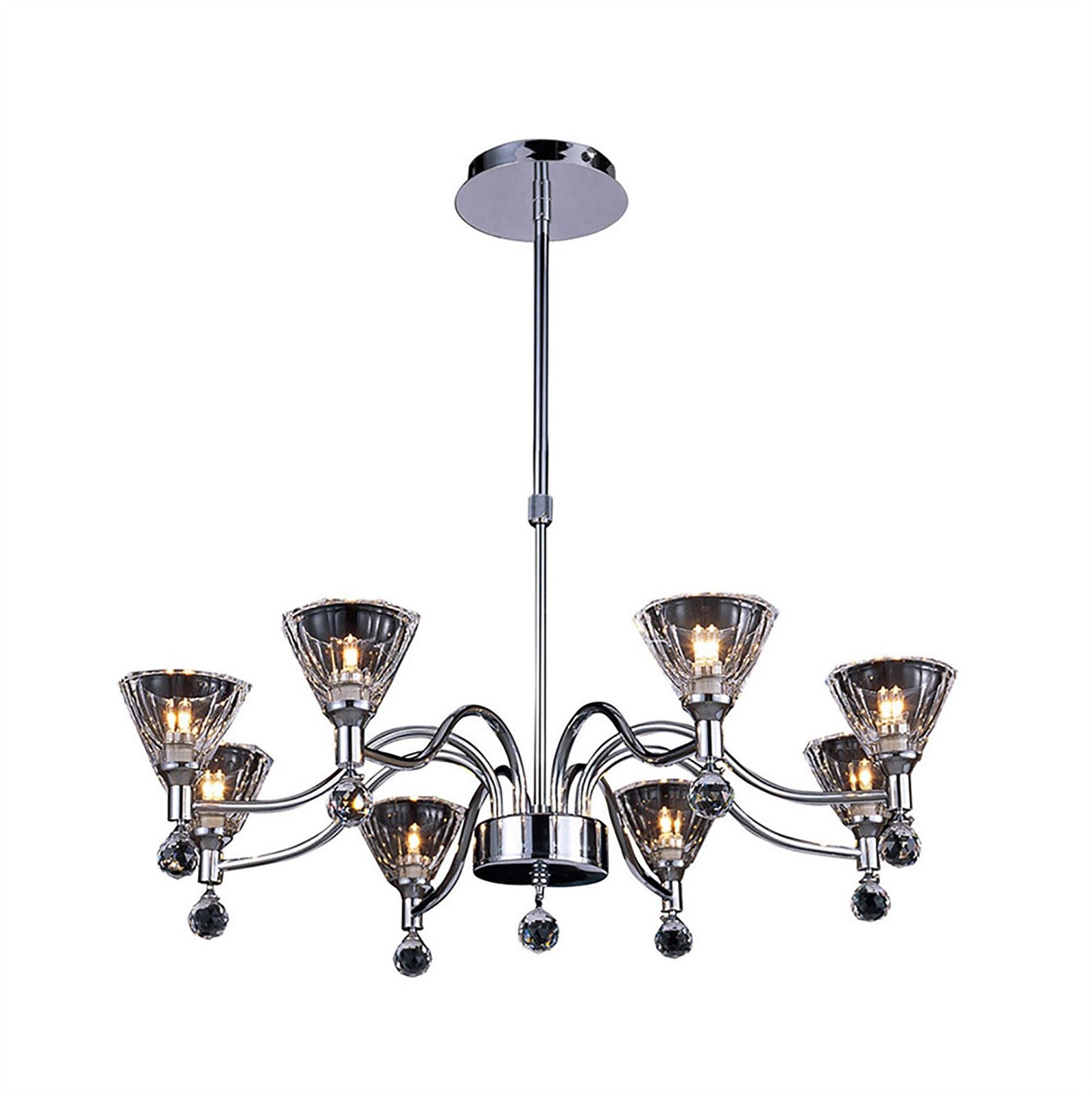 Diyas Neptune 65cm  Round 8 Light G9 Polished Chrome Ceiling Pendant Light Fitting