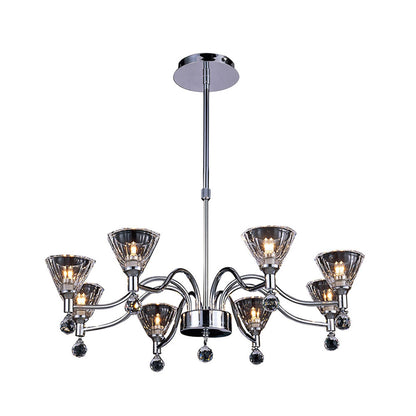 Diyas Neptune 65cm  Round 8 Light G9 Polished Chrome Ceiling Pendant Light Fitting