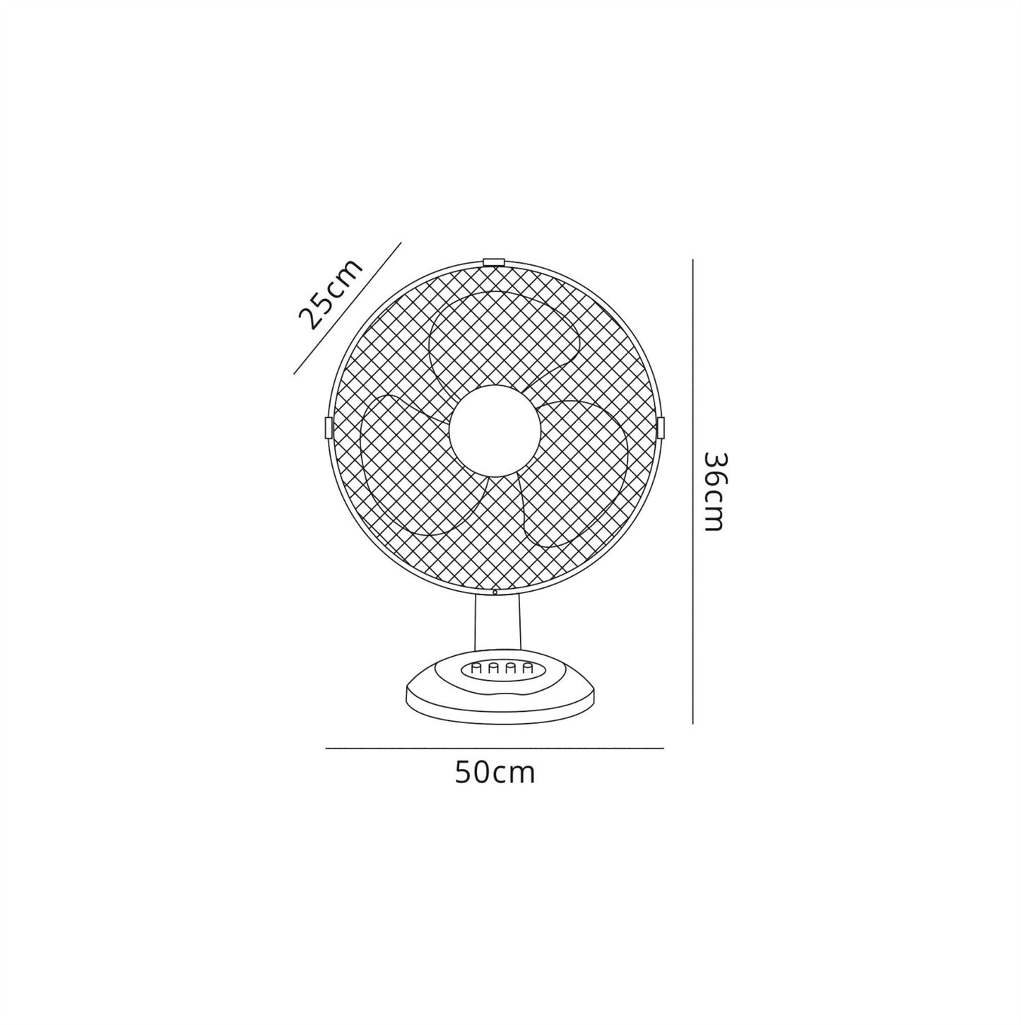 Airo 40W 12 Inch 3 Speed Oscillating Desk Fan in White