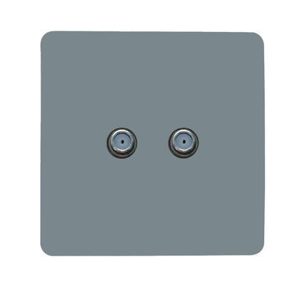 Trendi Switch 2 Gang Male F-Type Satellite Television Socket in Cool Grey