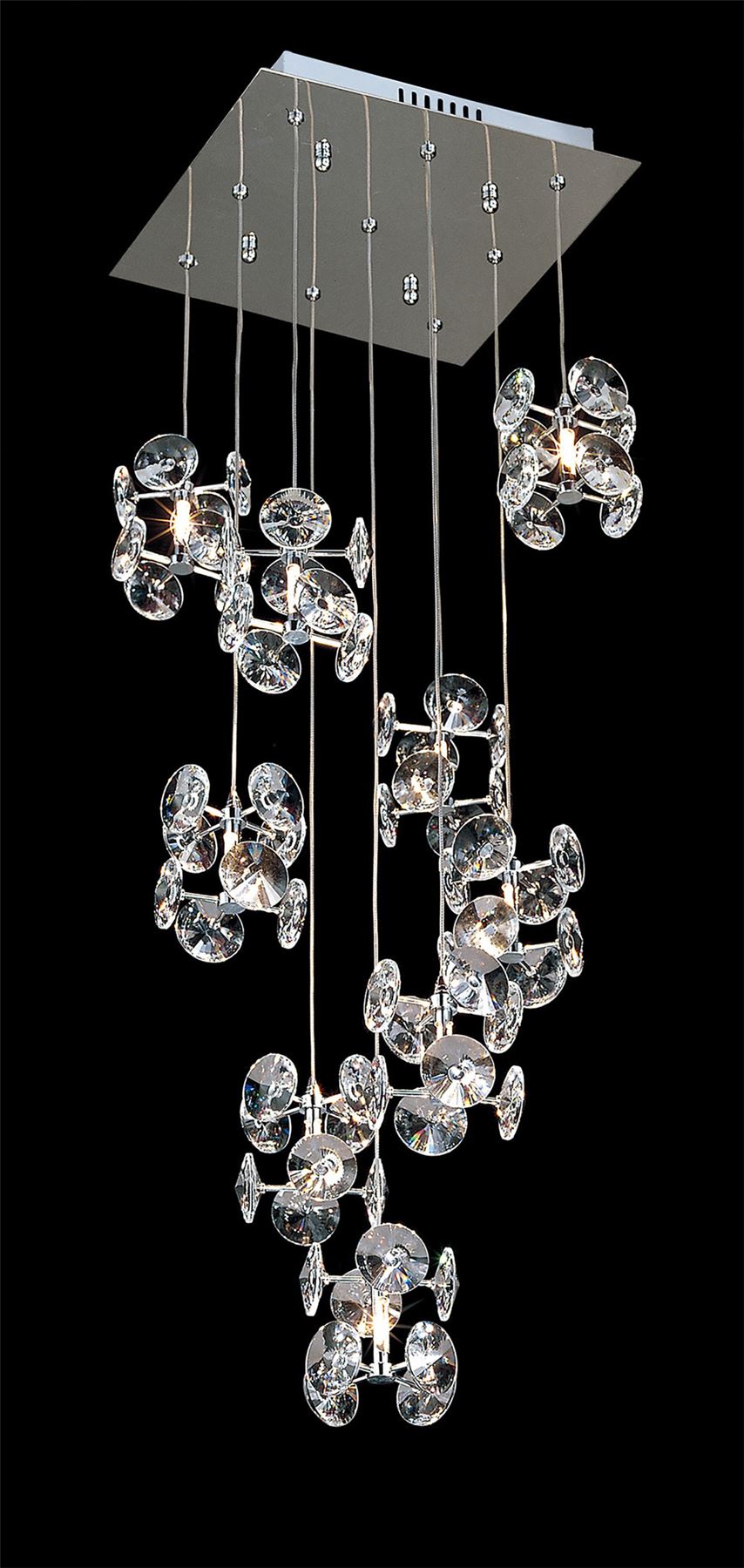Diyas Nico 29cm  9 Light G4 Polished Chrome/Crystal, NOT LED/CFL Compatible Ceiling Pendant Light Fitting