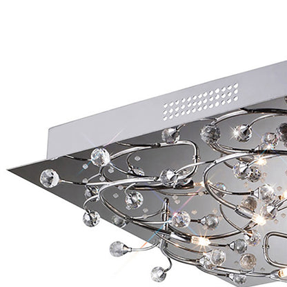 Diyas Fia Flush  Square 6 Light G4 with White LEDs Polished Chrome/Crystal, NOT LED/CFL Compatible Ceiling Light Fitting