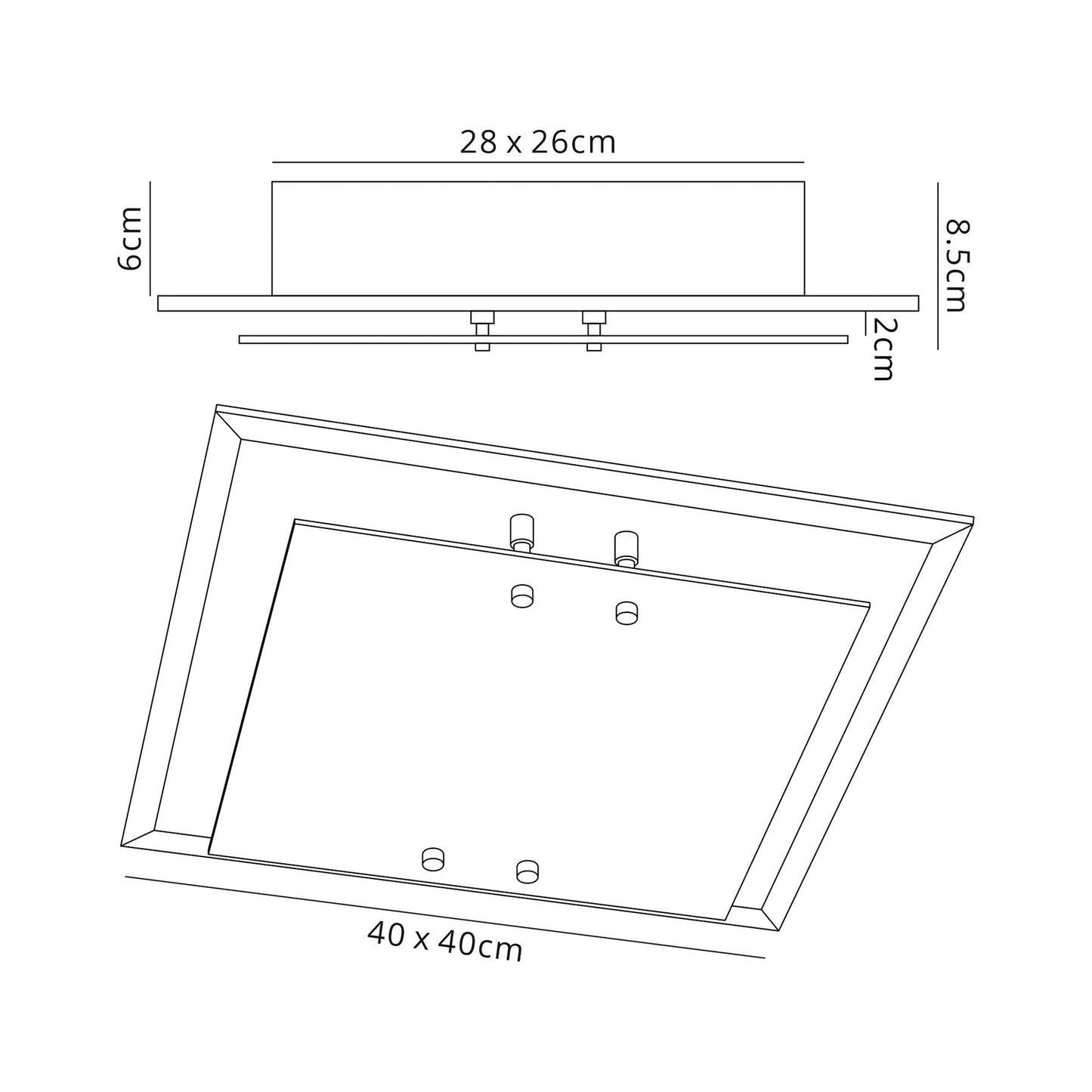 Deco Mira Ceiling Light, 400mm Square, 3 Light E27 Polished Chrome