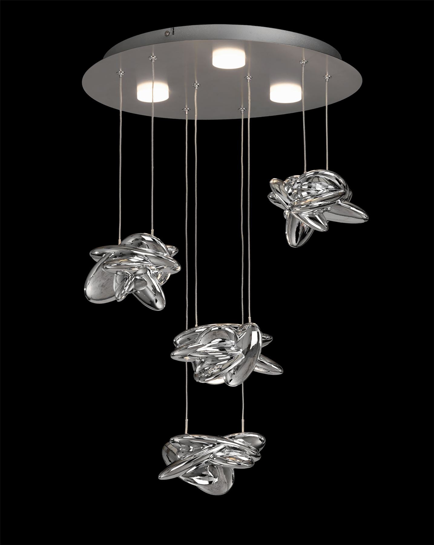 Mantra M5903 Nido Pendant 45cm Round 4 + 2 Lights 24W + 10W LED 3000K, 2800lm, Chrome, 3yrs Warranty