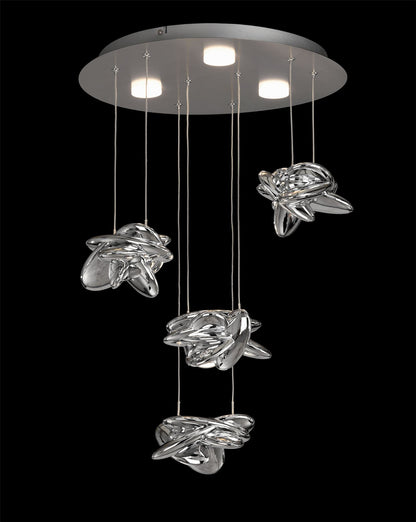 Mantra M5903 Nido Pendant 45cm Round 4 + 2 Lights 24W + 10W LED 3000K, 2800lm, Chrome, 3yrs Warranty
