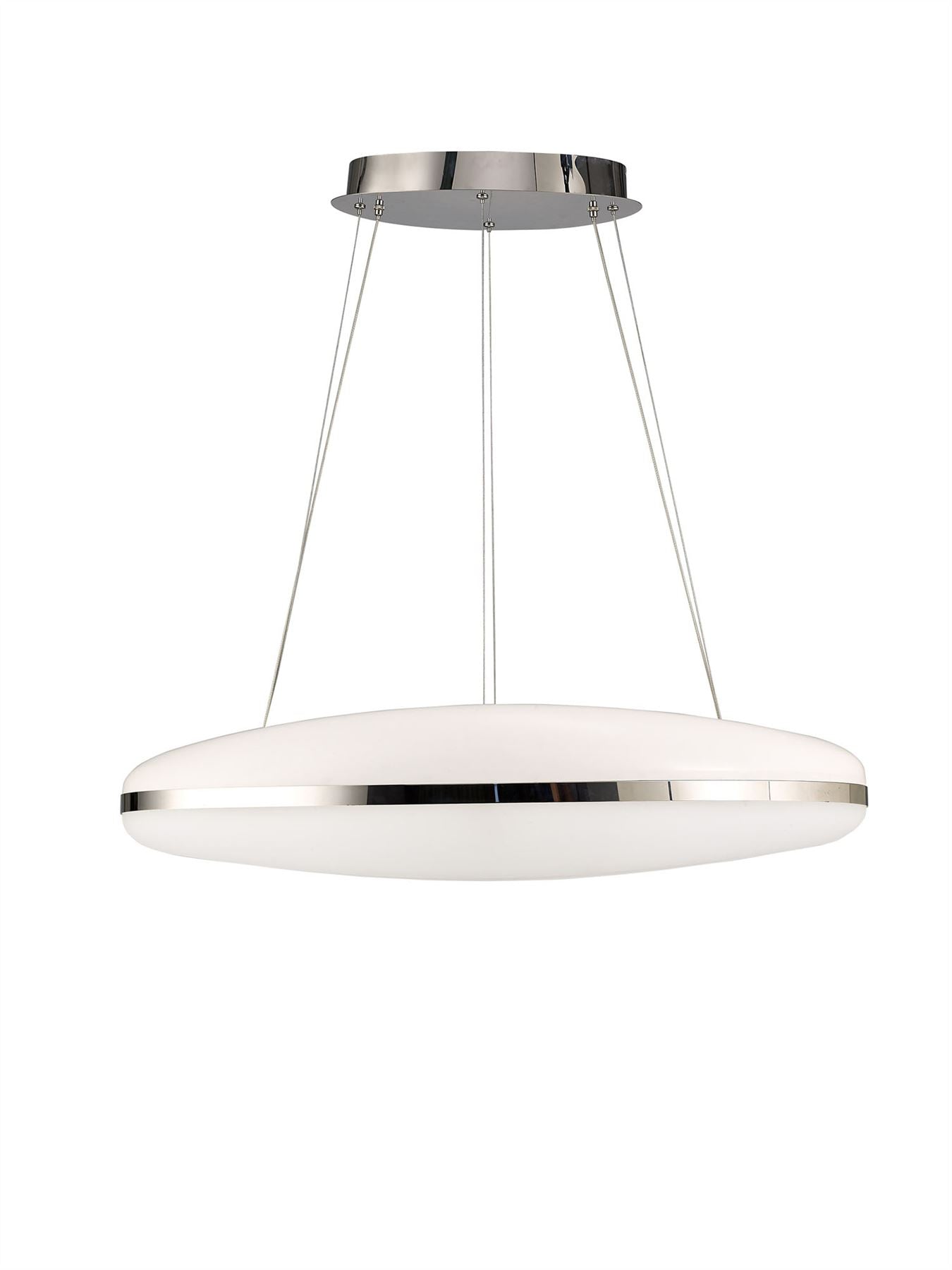Mantra M4900 Oakley Oval Pendant 80W LED 3000K, 6400lm, Polished Chrome/Frosted Acrylic, 3yrs Warranty