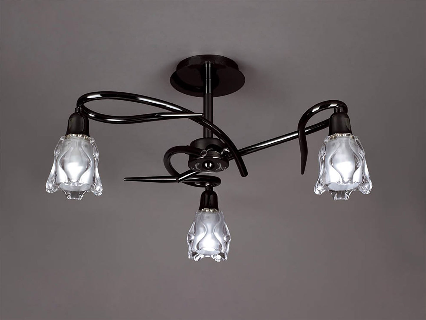 Mantra Amel 42cm Ceiling 3 Light L1/SGU10, Black Chrome, CFL Lamps INCLUDED
