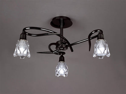 Mantra Amel 42cm Ceiling 3 Light L1/SGU10, Black Chrome, CFL Lamps INCLUDED