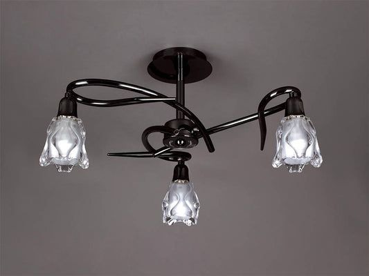 Mantra Amel 42cm Ceiling 3 Light L1/SGU10, Black Chrome, CFL Lamps INCLUDED