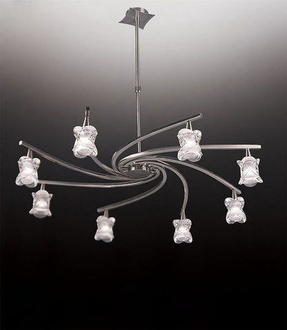 Mantra Rosa 82cm Del Desierto Telescopic Pendant 8 Light G9, Satin Nickel