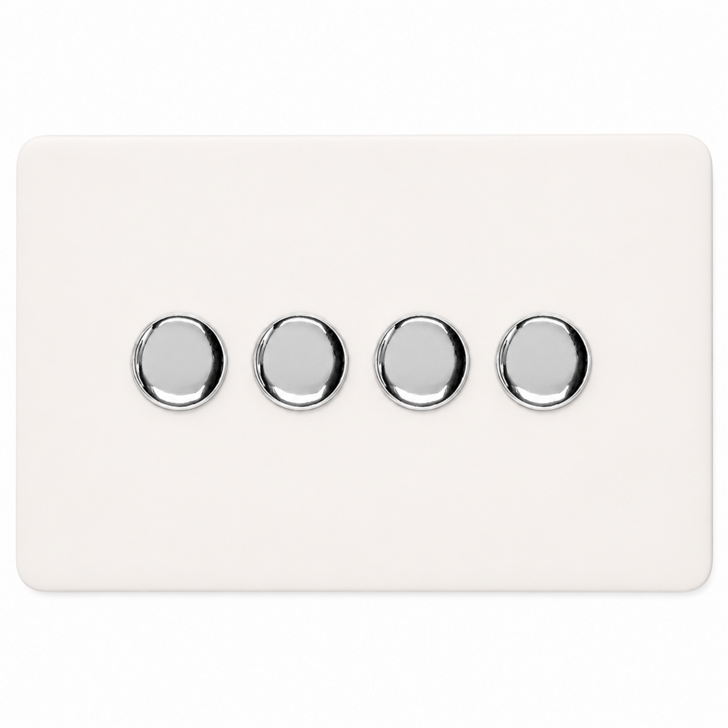 Trendi 4 Gang 2 Way 100w LED Dimmer Screwless 10 Amp Wall Light Switch in Matt White - ART-4LDMMWH