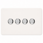 Trendi 4 Gang 2 Way 100w LED Dimmer Screwless 10 Amp Wall Light Switch in Matt White - ART-4LDMMWH