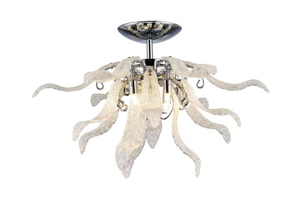 Diyas Lily 55cm  6 Light G9 Polished Chrome/Sand Glass Ceiling Light Fitting