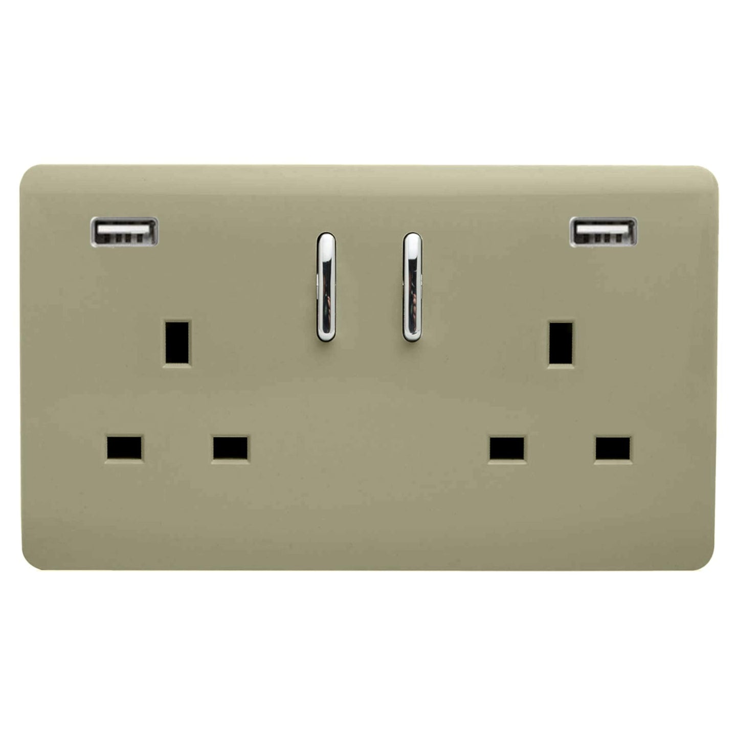 Trendi 2 Gang Artistic Modern Glossy 13 Amp 2 x 3.1mA USB Switched Plug Socket Chapagne Gold