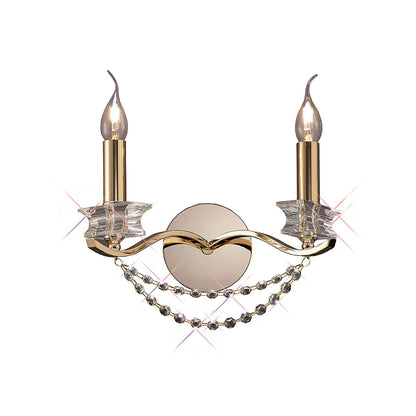 Diyas Nydia Wall Light 2 Light E14 French Gold/Crystal